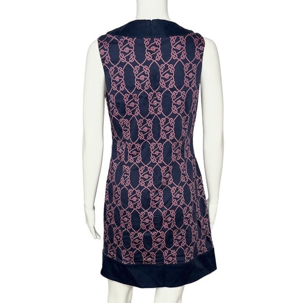 Vineyard Vines By Shep & Ian Navy Pink Chain Print Sleeveless Shift Dress Size 4 - Picture 2 of 4